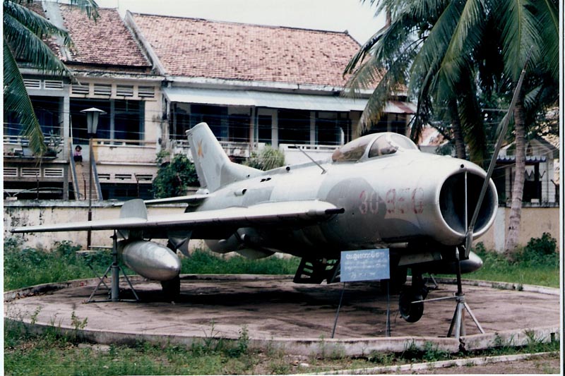 30-950 Shenyang J-6 taken in 1992 at the former site of the war museum, Norodom Blvd/Ly Yoak Lay, Phnom Penh. 11-34-00N/104-55-28E.