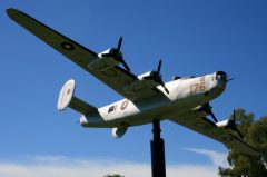 Scale B-24 Liberator on pole in Tocumwal, Tocumwal Historic Aerodrome Museum