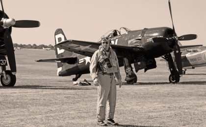 US Navy pilot Grumman F8F-2P Bearcat Bu No 121714/B-201 (G-RUMM) US Navy, Flying Legends Duxford