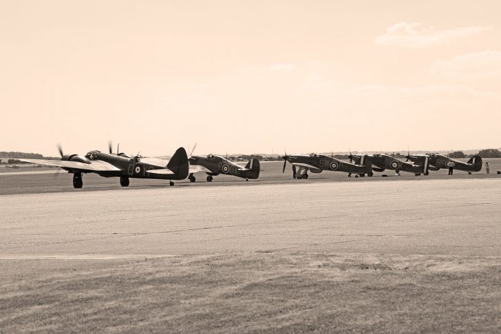 Bristol Blenheim Mk.I and 4 Hawker Hurricanes, Flying Legends Duxford