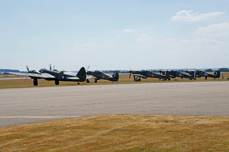 Bristol Blenheim Mk.I and 4 Hawker Hurricanes, Flying Legends Duxford