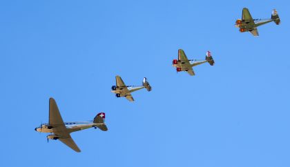 Douglas C-47A Dakota and Beech 18 Classic Formation, Flying Legends Duxford