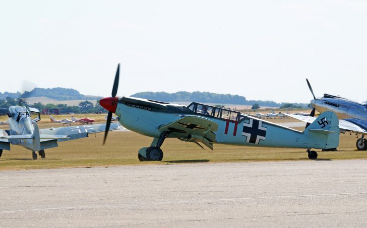 Hispano HA-1112-M4L Buchon (G-AWHC) 'Red 11' JG.26, Luftwaffe Lille 1940, Air Leasing Ltd. (Converted to a 2 seater), Flying Legends Duxford