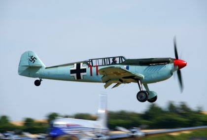 Hispano HA-1112-M4L Buchon (G-AWHC) 'Red 11' JG.26, Luftwaffe Lille 1940, Air Leasing Ltd. (Converted to a 2 seater), Flying Legends Duxford