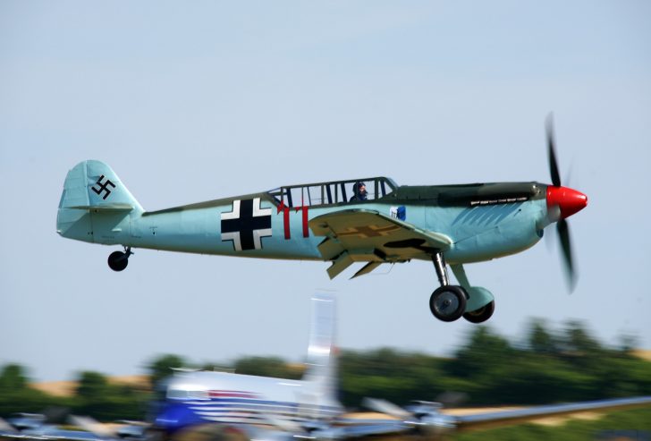 Hispano HA-1112-M4L Buchon (G-AWHC) 'Red 11' JG.26, Luftwaffe Lille 1940, Air Leasing Ltd. (Converted to a 2 seater), Flying Legends Duxford