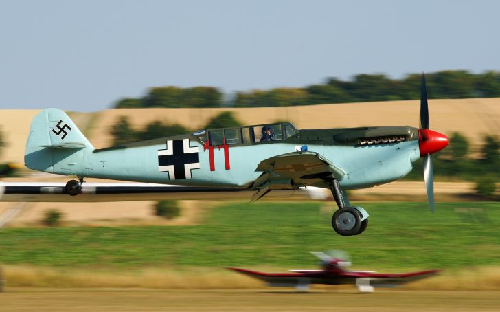 Hispano HA-1112-M4L Buchon (G-AWHC) 'Red 11' JG.26, Luftwaffe Lille 1940, Air Leasing Ltd. (Converted to a 2 seater) Flying Legends Duxford