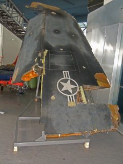 Remainings of F-117A 82-0806 shot down over Yugoslavia in 1999, Aeronautical Museum Belgrade, Serbia