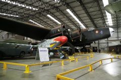 Handley Page Halifax B.2 LV907/NP-F RAF and Messerschmitt Bf-109G-6R-6 (replica) Luftwaffe, Yorkshire Air Museum & Allied Air Forces Memorial Elvington, UK