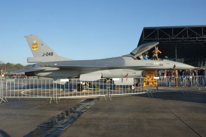 General Dynamics F-16A Fighting Falcon J-248 Royal Netherlands Air Force traveling exhibition for promotion, Nationaal Militair Museum Soest, Netherlands