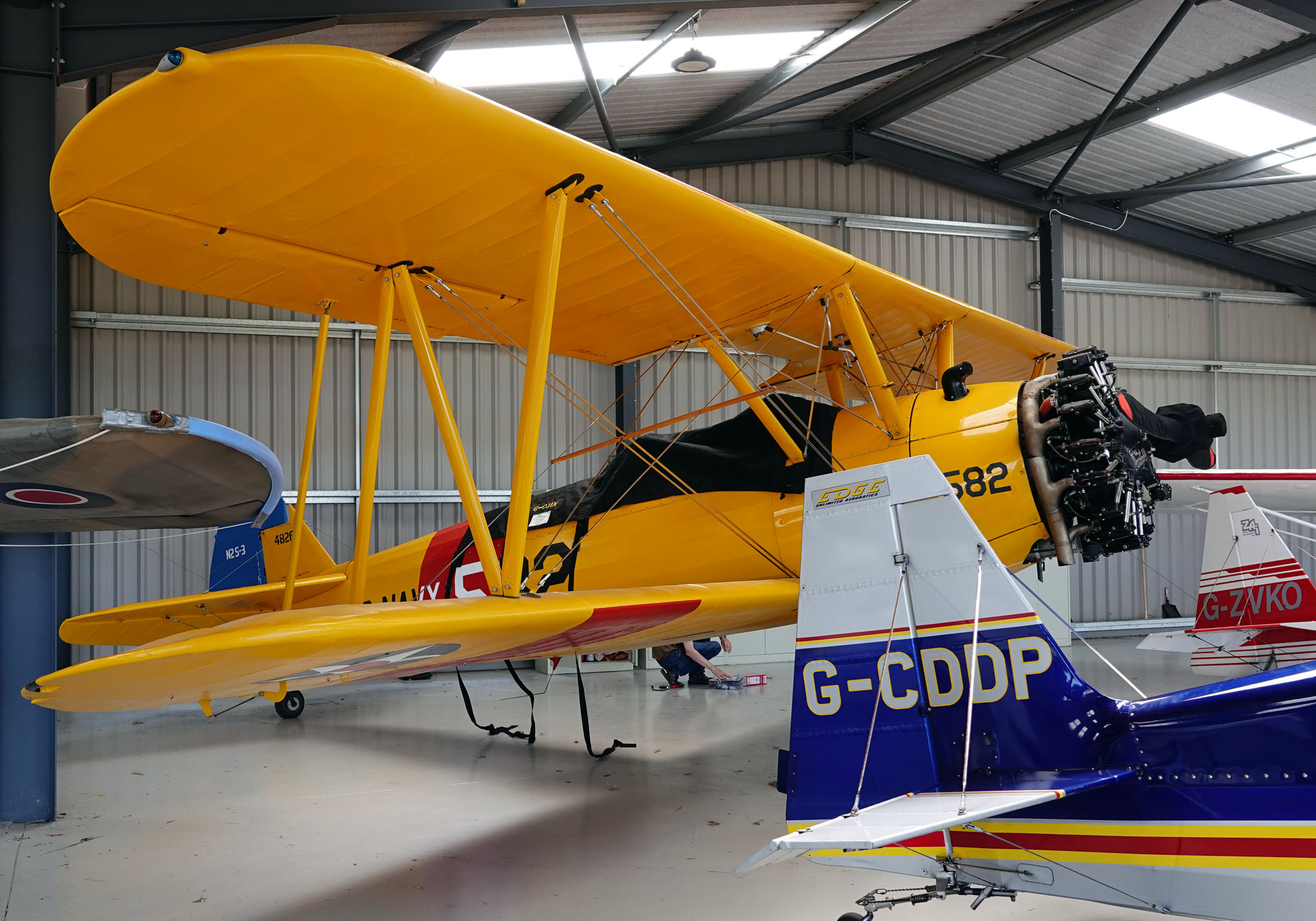 Boeing-Stearman N2S-3 Kaydet G-CJIN 4826/582 US Navy, The Real Aeroplane Company, Breighton Airport, Selby