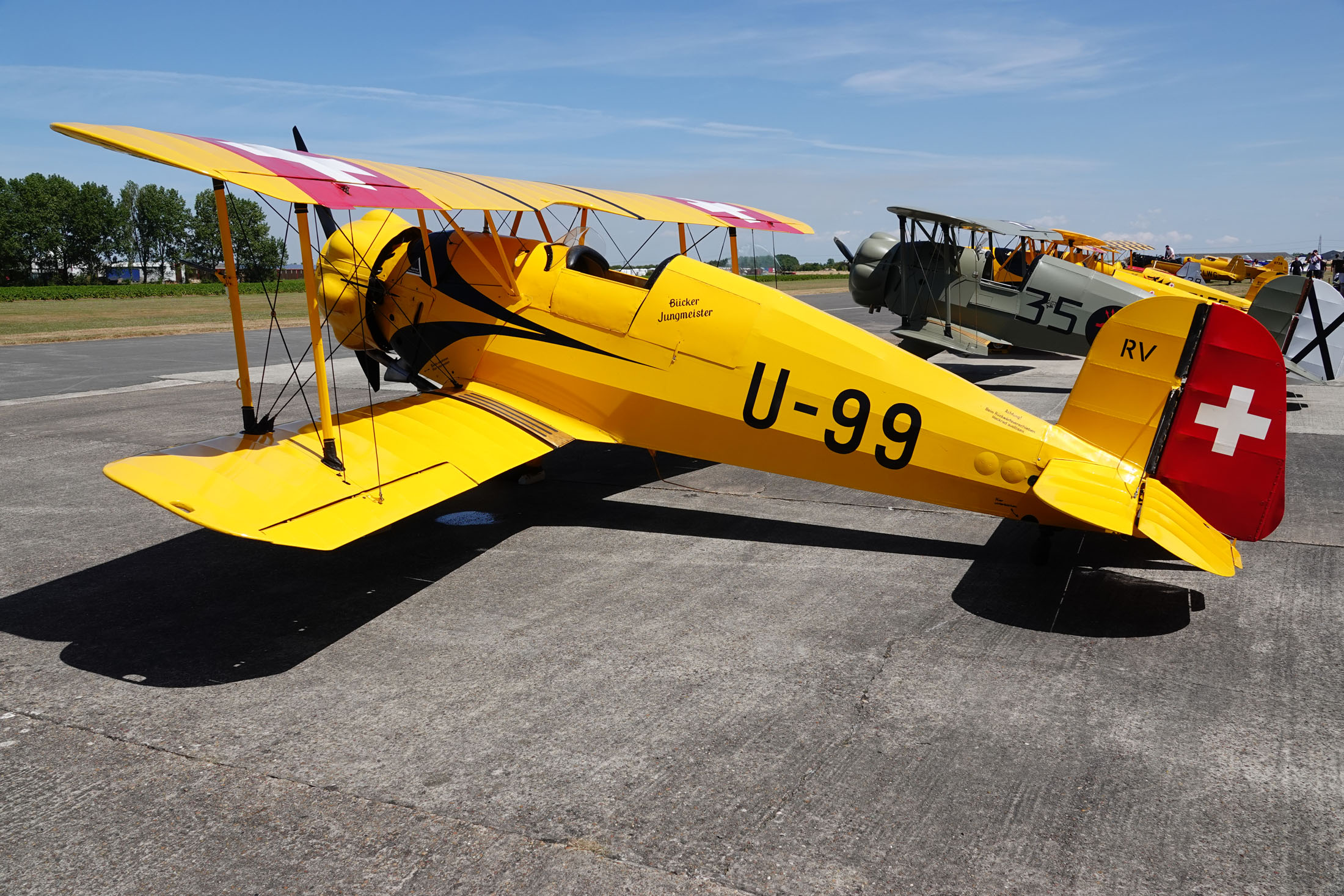 Bucker Bu.133C Jungmeister G-AXMT U-99 Swiss Air Force, The Real Aeroplane Company, Breighton Airport, Selby