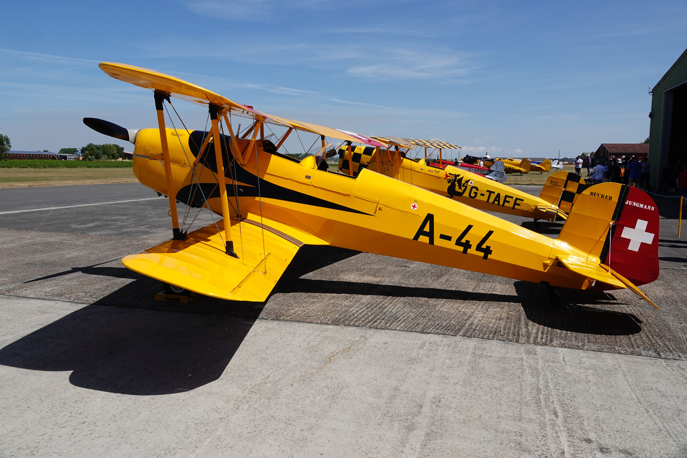 CASA 1-131E Series 2000 Jungmann G-CIUE/A-44 Swiss Air Force, The Real Aeroplane Company, Breighton Airport, Selby