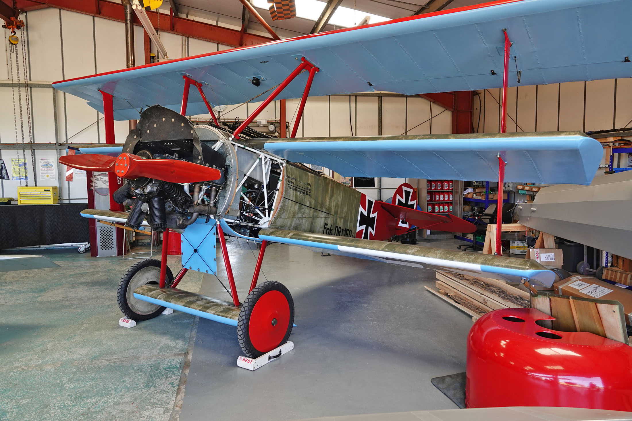 Fokker Dr.1 Triplane (replica) G-BVGZ 152/17 Luftwaffe, The Real Aeroplane Company, Breighton Airport, Selby