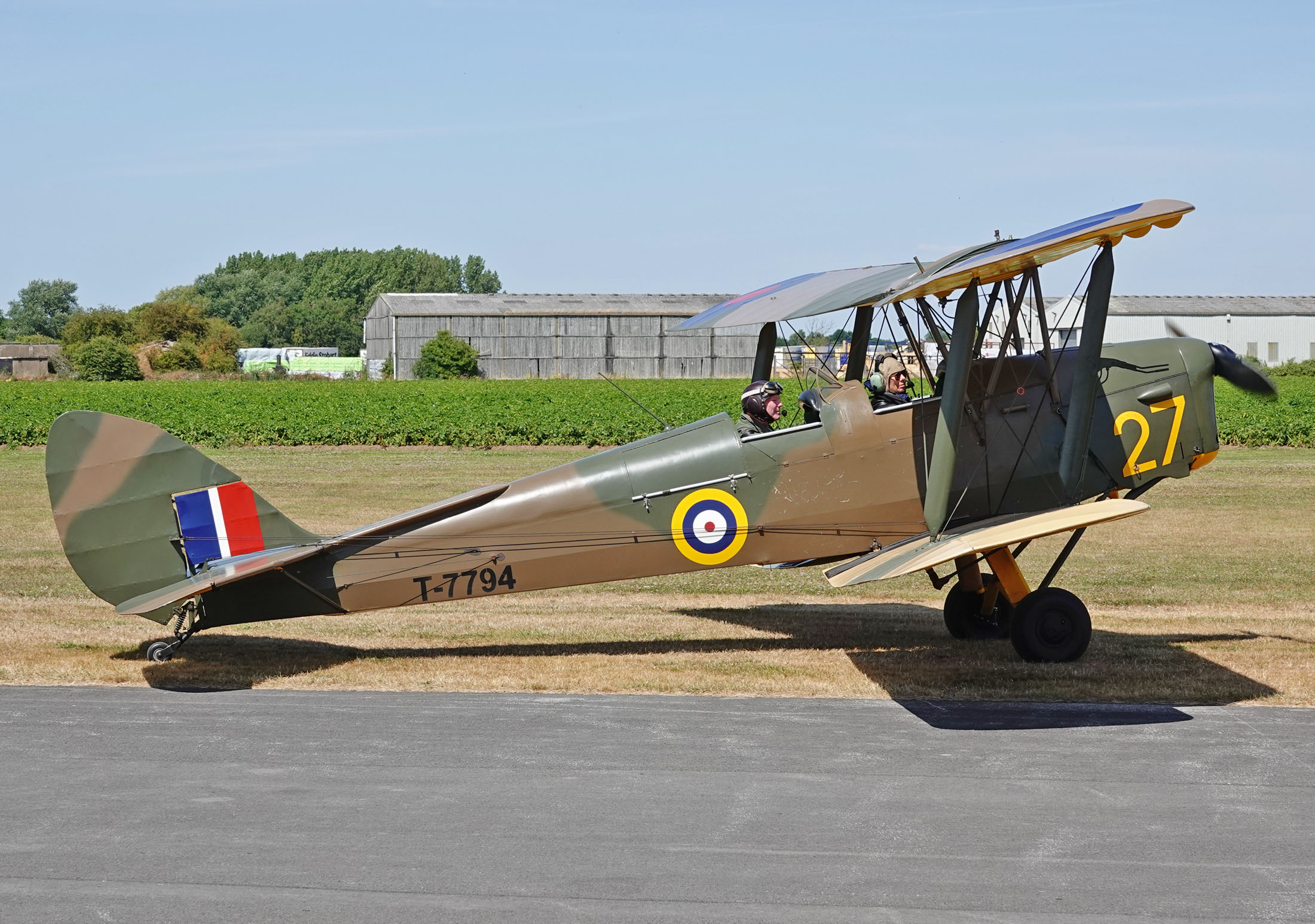 de Havilland DH. 82 Tiger Moth G-ASPV/T7794/27 RAF, The Real Aeroplane Company, Breighton Airport, Selby