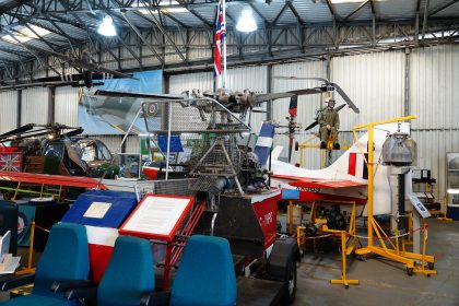 Napier Gazelle turbine engine ex Wessex Mk1. Wessex gear box and rotor head assembly., South Yorkshire Aircraft Museum at Aeroventure, Doncaster UK