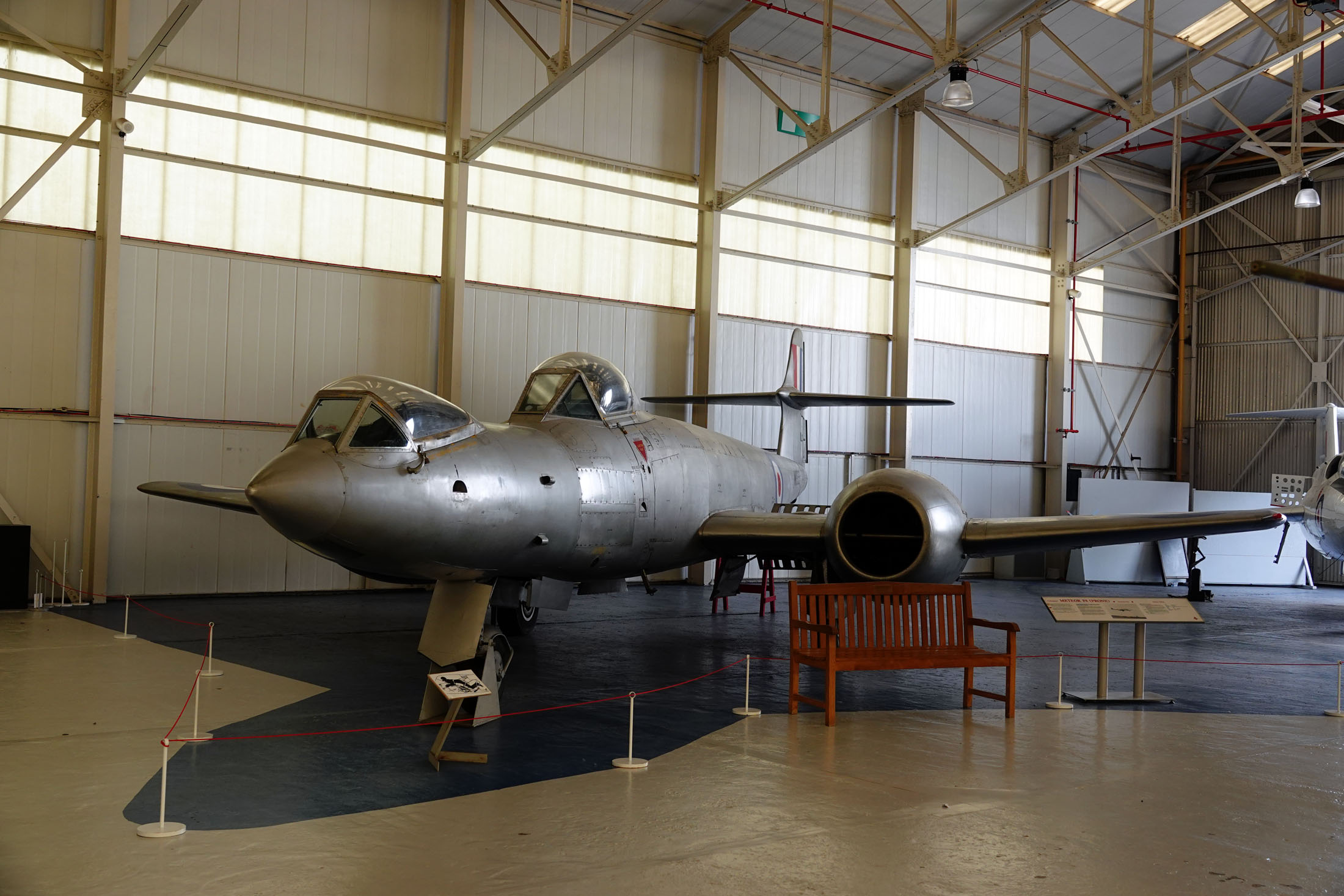 Gloster Meteor F.8 Prone Position WK935 RAF, Royal Air Force Museum Midlands, Cosford, UK